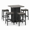 5-teiliges Bartisch-Set mit 4 Barhockern, Tisch 90 × 90 × 91 cm, Hocker 41 × 36 × 66 cm, Grau/Schwarz