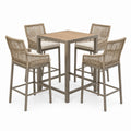5-teiliges Gartenbar-Set in Taupe, Beige und Braun, Bartisch 90 × 90 × 95 cm, 4 Barstühle 58 × 60 × 112 cm