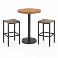 3-teiliges Garten-Barmöbel-Set mit Stehtisch Ø 70 × 95 cm und 2 Barhockern 40 × 40 × 75 cm, Braun, Taupe und Schwarz