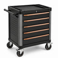 Abschließbarer Werkzeugwagen aus Stahl mit 5 Schubladen und 4 Lenkrollen, 77 × 47 × 90 cm, Schwarz/Kupfer/Grau