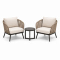 3-teiliges Gartenmöbel-Set mit 2 Gartensesseln 78 × 75 × 80 cm und Beistelltisch Ø 50 × 48 cm, Beige/Taupe/Anthrazit