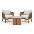 3-teiliges Gartenmöbel-Set mit 2 Sesseln 76 × 78 × 82 cm und Rundtisch Ø 70 × 45 cm, Beige, Taupe und Naturbraun