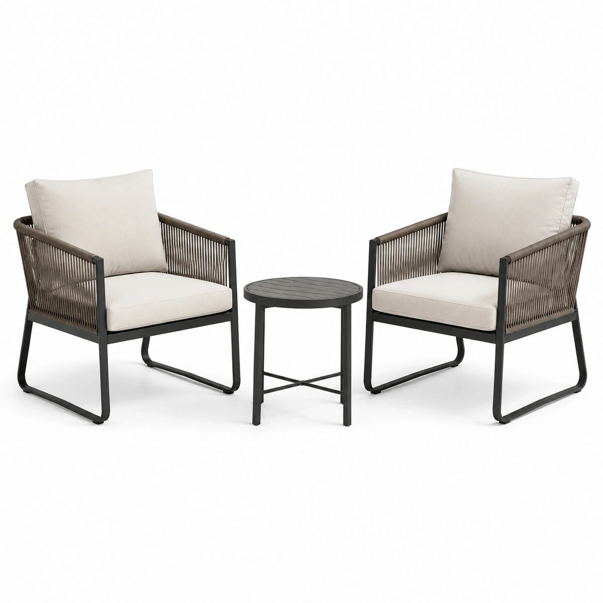 3-teiliges Gartenmöbel-Set mit 2 Sesseln 72 × 75 × 80 cm und rundem Be – martriqa