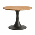 Runder Esstisch Ø 120 × 75 cm, Natur und Schwarz, Holzwerkstoff mit Metall-Säulenfuß