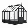 Gewächshaus im viktorianischen Stil mit Doppeltür, 300 × 250 × 260 cm, Metall und Glas, Schwarz/Transparent