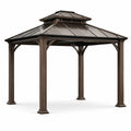 Metall-Gartenpavillon mit belüftetem Hartdach, Braun, 300 × 300 × 310 cm
