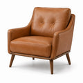 Cognacbrauner Polstersessel mit dunkelbraunen Holzbeinen, 82 × 86 × 88 cm, Retro-Stil