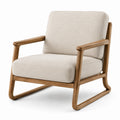 Moderner Polstersessel mit Armlehnen, Holzrahmen und Textilbezug in Beige und Braun, 75 × 82 × 84 cm