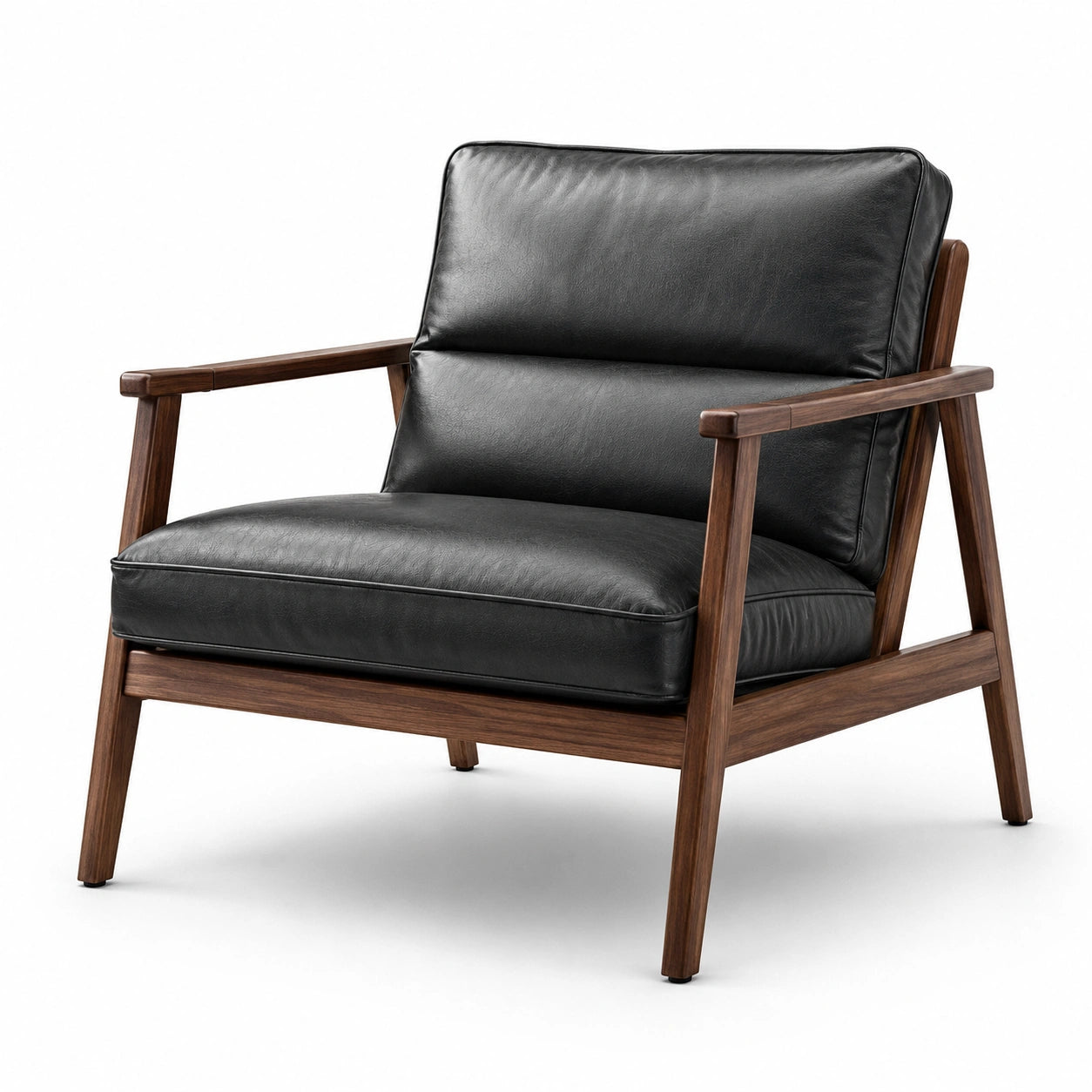 Retro-Loungesessel mit Holzgestell, 78 × 82 × 82 cm, Schwarz und Dunkelbraun