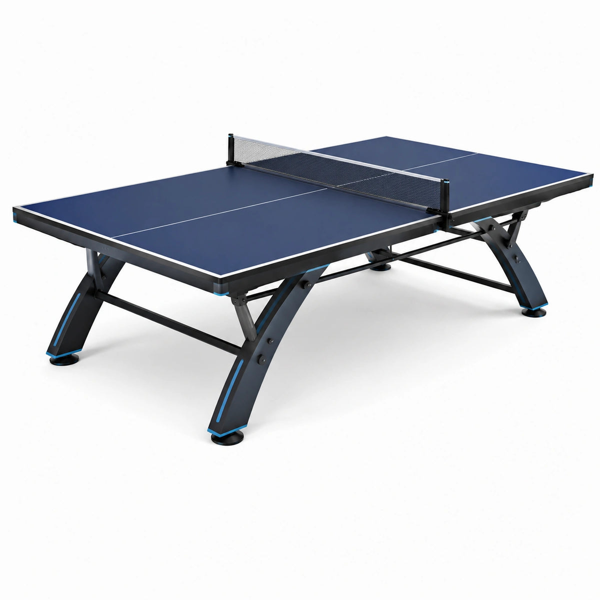 Tischtennisplatte mit Netz, 274 × 152,5 × 76 cm, Dunkelblau, Schwarz und Silber